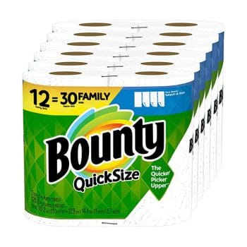 Bounty Quick-Size Paper Towels, 12 Family Rolls = 30 Regular Rolls